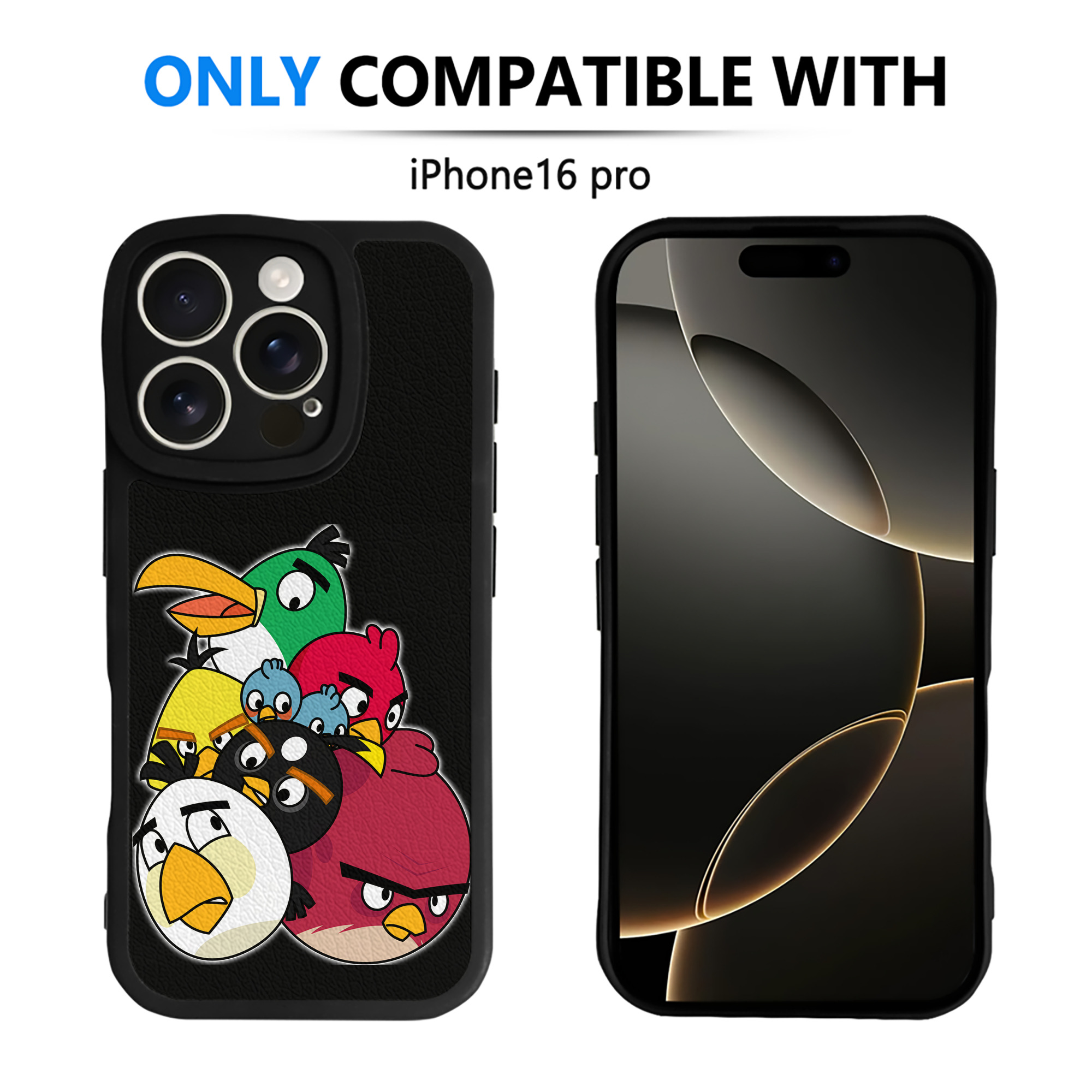 （画像用） Angry Birds アングリーバード 【iPhone 16シリーズ対応】シリコンスマホケース（レザー調） 材質：シリコン